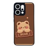BG AKSESUAR Oppo Reno 14 ile Uyumlu Oyuncak Ayıcık Tasarımı, Mat Siyah, Yumuşak Silikon, Şok Emici Koruyucu Kılıf