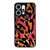 BG AKSESUAR Oppo Reno 14 ile Uyumlu Pastel Leopar Desenli Siyah Silikon Kılıf, Şok Emici Koruyucu Kapak