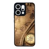 BG AKSESUAR Oppo Reno 14 ile Uyumlu Pusula Tasarımlı Glossy Premium Kılıf, Kahverengi