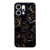 BG AKSESUAR Oppo Reno 14 ile Uyumlu Siyah Kılıf, Çiçek Deseni, Yumuşak Silikon, Koruyucu, Şok Emici
