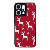 BG AKSESUAR Oppo Reno 14 ile Uyumlu Yılbaşı Christmas Tasarımlı Glossy Premium Kılıf, Kırmızı, Geyik ve Kar Tanesi Motifli
