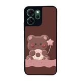 BG AKSESUAR Oppo Reno 14F ile Uyumlu Oyuncak Ayıcık Tasarımlı, Mat Siyah, Yumuşak Silikon, Şok Emici Koruyucu Kılıf