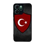 BG AKSESUAR Oppo Reno 14F ile Uyumlu Türk Bayrağı Tasarımlı Glossy Premium Kılıf, Kırmızı-Siyah