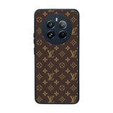BG AKSESUAR Realme 12 ile Uyumlu Louis Vuitton Desenli Mat Siyah Silikon Kılıf, Şok Emici Koruyucu Kapak
