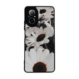 BG AKSESUAR Realme 12 Lite ile Uyumlu Siyah Kılıf, Çiçek Deseni, Yumuşak Silikon, Şok Emici
