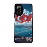BG AKSESUAR Realme 12 Lite ile Uyumlu Türk Bayrağı Baskılı Siyah Kılıf, Yumuşak Silikon, Şok Emici Koruyucu Kapak