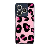 BG AKSESUAR Realme C61 ile Uyumlu Pastel Leopar Desenli Siyah Silikon Kılıf, Şok Emici Koruyucu Kapak