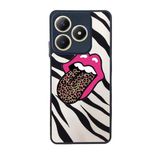 BG AKSESUAR Realme C61 ile Uyumlu Siyah Kılıf, Pastel Leopar Desenli, Yumuşak Silikon, Şok Emici Kapak