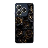 BG AKSESUAR Realme C63 ile Uyumlu Siyah Kılıf, Çiçek Deseni, Yumuşak Silikon, Koruyucu, Şok Emici