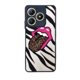 BG AKSESUAR Realme C63 ile Uyumlu Siyah Kılıf, Pastel Leopar Desenli, Yumuşak Silikon, Şok Emici Koruyucu Kapak