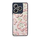 BG AKSESUAR Realme C63 ile Uyumlu Siyah Kılıf, Yumuşak Silikon, Koruyucu, Şok Emici, Çiçek Desen