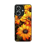 BG AKSESUAR Realme Note 60 Uyumlu Kılıf, Mat Siyah, Çiçek Deseni, Silikon, Şok Emici