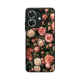 BG AKSESUAR Realme Note 60 Uyumlu Kılıf, Mat Siyah, Çiçek Deseni, Yumuşak Silikon, Şok Emici