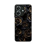 BG AKSESUAR Realme Note 60 Uyumlu Mat Siyah Kılıf, Yumuşak Silikon, Koruyucu, Şok Emici, Çiçek Deseni