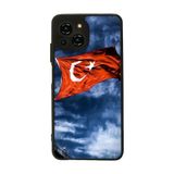 BG AKSESUAR Reeder S23 Pro Max ile Uyumlu Bayrak Baskılı, Mat Siyah, Yumuşak Silikon Koruyucu Kılıf