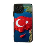 BG AKSESUAR Reeder S23 Pro Max ile Uyumlu Bayrak Baskılı, Mat Siyah, Yumuşak Silikon, Şok Emici Koruyucu Kılıf