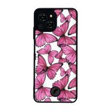 BG AKSESUAR Reeder S23 Pro Max ile Uyumlu Kelebek Tasarımlı Glossy Premium Kılıf, Pembe