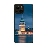 BG AKSESUAR Reeder S23 Pro Max ile Uyumlu Kılıf, Mat Siyah, İstanbul Galata Kulesi Baskılı, Yumuşak Silikon, Şok Emici