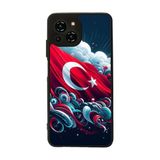 BG AKSESUAR Reeder S23 Pro Max ile Uyumlu Kılıf, Türk Bayrağı Baskılı, Mat Siyah, Yumuşak Silikon, Şok Emici