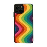 BG AKSESUAR Reeder S23 Pro Max ile Uyumlu Kılıf, Yumuşak Silikon, Koruyucu, Şok Emici, Mat Siyah, Rainbow Desen