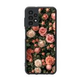 BG AKSESUAR Samsung Galaxy A13 ile Uyumlu Mat Siyah Kılıf, Çiçek Deseni, Yumuşak Silikon, Şok Emici