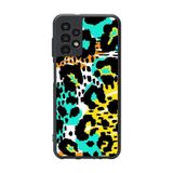 BG AKSESUAR Samsung Galaxy A13 ile Uyumlu Pastel Leopar Desenli Mat Siyah Silikon Kılıf, Şok Emici Koruyucu Kapak