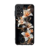 BG AKSESUAR Samsung Galaxy A13 Uyumlu Kılıf, Mat Siyah, Yumuşak Silikon, Çiçek Desen, Koruyucu