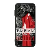 BG AKSESUAR Samsung Galaxy A14 ile Uyumlu Göktürkçe Türk Yazılı Baskılı, Mat Siyah, Yumuşak Silikon, Şok Emici Koruyucu Kılıf