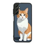 BG AKSESUAR Samsung Galaxy A14 ile Uyumlu Kedi Baskılı Siyah Silikon Kılıf, Şok Emici Koruyucu Kapak