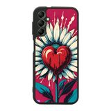 BG AKSESUAR Samsung Galaxy A14 ile Uyumlu Siyah Kılıf, Çiçek Deseni, Silikon, Şok Emici