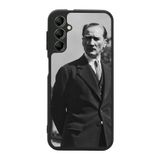 BG AKSESUAR Samsung Galaxy A14 ile Uyumlu Siyah Kılıf, Mustafa Kemal Atatürk Baskılı, Yumuşak Silikon, Şok Emici