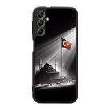 BG AKSESUAR Samsung Galaxy A14 ile Uyumlu Türk Bayrağı Tasarımlı Siyah Kılıf, Yumuşak Silikon, Şok Emici