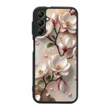 BG AKSESUAR Samsung Galaxy A14 Uyumlu Baskılı, Mat Siyah, Yumuşak Silikon, Koruyucu, Şok Emici Kılıf, Yaldız Çiçek Deseni