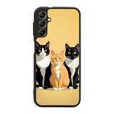 BG AKSESUAR Samsung Galaxy A15 ile Uyumlu Kedi Baskılı Sarı Siyah Silikon Kılıf