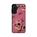 BG AKSESUAR Samsung Galaxy A16 Uyumlu Mat Siyah Silikon Kılıf, Yumuşak, Şok Emici, Çiçek Desen