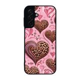 BG AKSESUAR Samsung Galaxy A17 ile Uyumlu Kılıf, Leopar Desenli Kalp Motifli, Pembe, Siyah Silikon Kapak