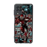 BG AKSESUAR Samsung Galaxy A22 ile Uyumlu Iron Man Marvel Baskılı Mat Siyah Silikon Kılıf, Şok Emici Koruyucu Kapak