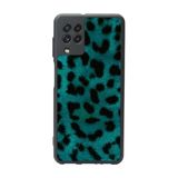 BG AKSESUAR Samsung Galaxy A22 ile Uyumlu Leopar Desenli Mat Siyah Silikon Kılıf, Şok Emici Koruyucu Kapak