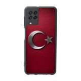 BG AKSESUAR Samsung Galaxy A22 ile Uyumlu Türk Bayrağı Baskılı Mat Siyah Silikon Kılıf, Şok Emici Koruyucu Kapak
