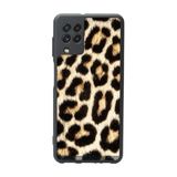 BG AKSESUAR Samsung Galaxy A22 Uyumlu Leopar Desenli Mat Siyah Silikon Kılıf, Şok Emici Koruyucu Kapak