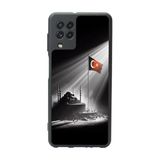 BG AKSESUAR Samsung Galaxy A22 Uyumlu Mat Siyah Kılıf, Yumuşak Silikon, Koruyucu, Şok Emici Kapak, Türk Bayrağı Tasarım
