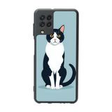 BG AKSESUAR Samsung Galaxy A22 Uyumlu Mat Siyah Silikon Kılıf, Koruyucu, Şok Emici, Kedi Baskılı