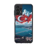 BG AKSESUAR Samsung Galaxy A23 ile Uyumlu Mat Siyah Kılıf, Türk Bayrağı Baskılı, Yumuşak Silikon, Şok Emici