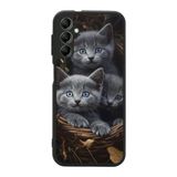 BG AKSESUAR Samsung Galaxy A34 ile Uyumlu Kedi Figürü Baskılı, Mat Siyah, Yumuşak Silikon, Koruyucu, Şok Emici Kapak Kılıf