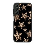 BG AKSESUAR Samsung Galaxy A34 ile Uyumlu Leopar Yıldız Desenli Siyah Silikon Kılıf, Şok Emici Koruyucu Kapak