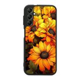BG AKSESUAR Samsung Galaxy A34 ile Uyumlu Siyah Kılıf, Çiçek Deseni, Silikon, Şok Emici