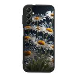 BG AKSESUAR Samsung Galaxy A34 ile Uyumlu Siyah Kılıf, Çiçek Deseni, Yumuşak Silikon, Şok Emici