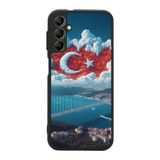 BG AKSESUAR Samsung Galaxy A34 ile Uyumlu Siyah Kılıf, Türk Bayrağı Baskılı, Yumuşak Silikon, Şok Emici