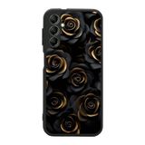 BG AKSESUAR Samsung Galaxy A34 ile Uyumlu Siyah Kılıf, Yumuşak Silikon, Koruyucu, Şok Emici, Çiçek Deseni
