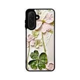 BG AKSESUAR Samsung Galaxy A36 ile Uyumlu Baskılı Silikon Kılıf, Çiçek Desen, Siyah